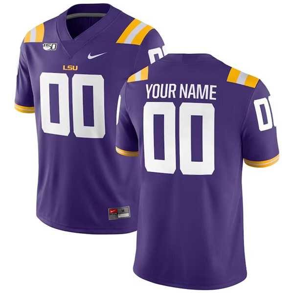 Mens LSU Tigers Custom Purple With 150th Patch Limited Stitched Jersey->customized ncaa jersey->Custom Jersey